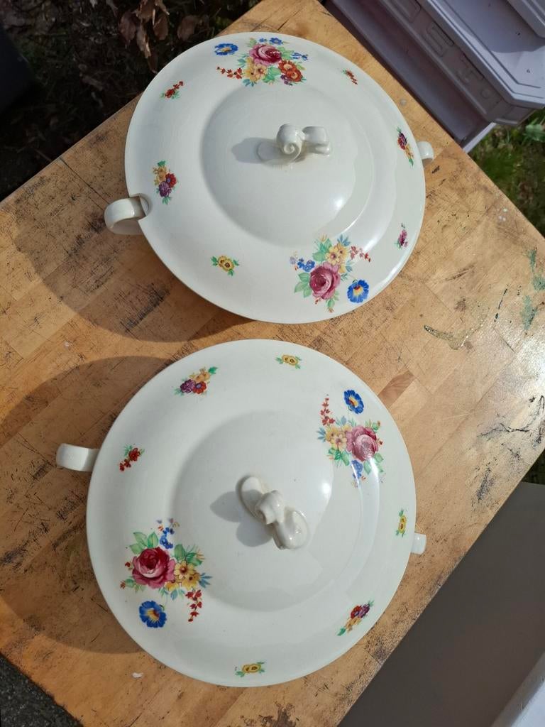 Antieke terrines Petrus Regout Maastricht model Boudewijn, Antiek en Kunst, Antiek | Servies compleet, Ophalen of Verzenden