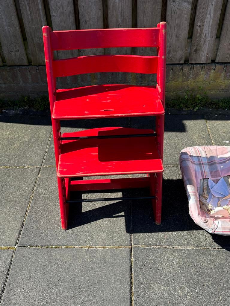 Stokke Tripp Trapp stoel met babyset en kussens, Ophalen, Gebruikt, Meegroeistoel, Aanschuifbaar