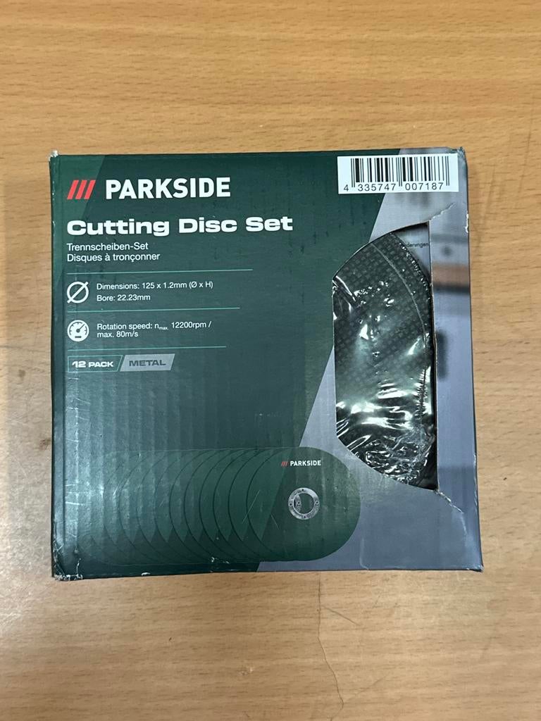 Parkside Doorslijpschijven Set 125x1.2mm - 12 Stuks Metaal, Doe-het-zelf en Verbouw, Plinten en Afwerking, Overige typen, Nieuw