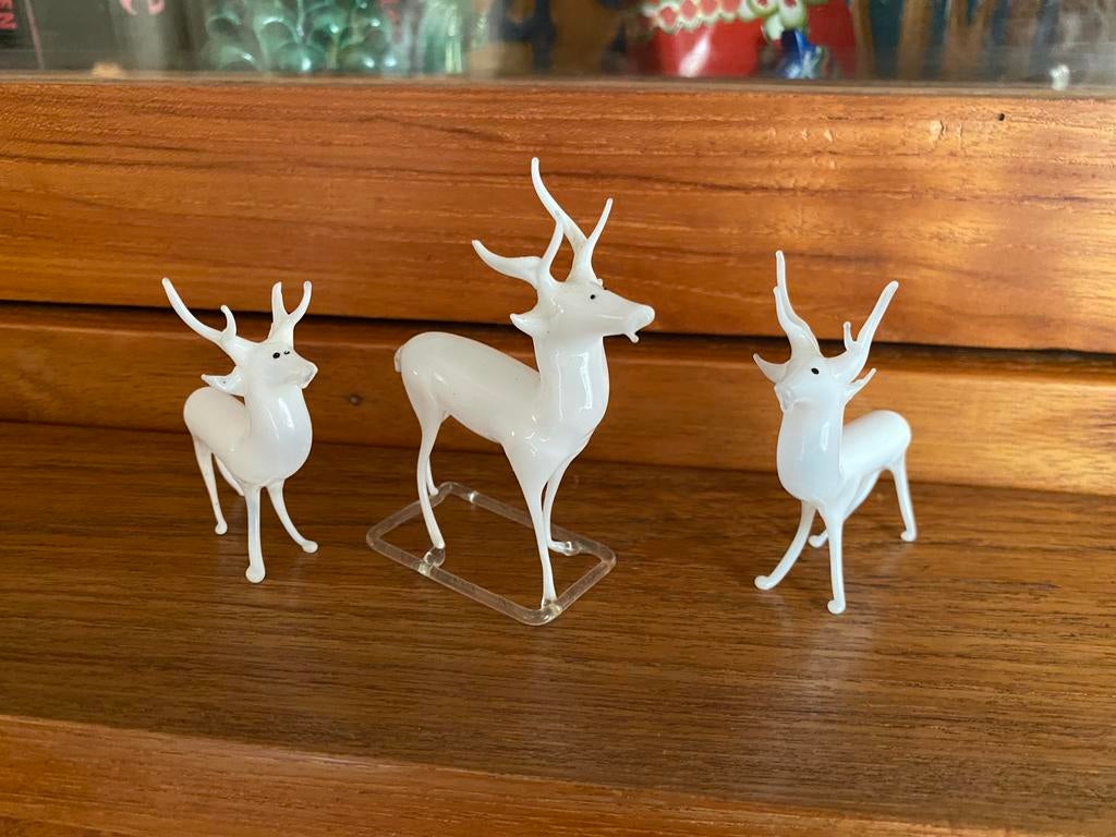 Lauscha bimini witte hertjes, Ophalen of Verzenden, Zo goed als nieuw, Paard, Beeldje of Figuurtje