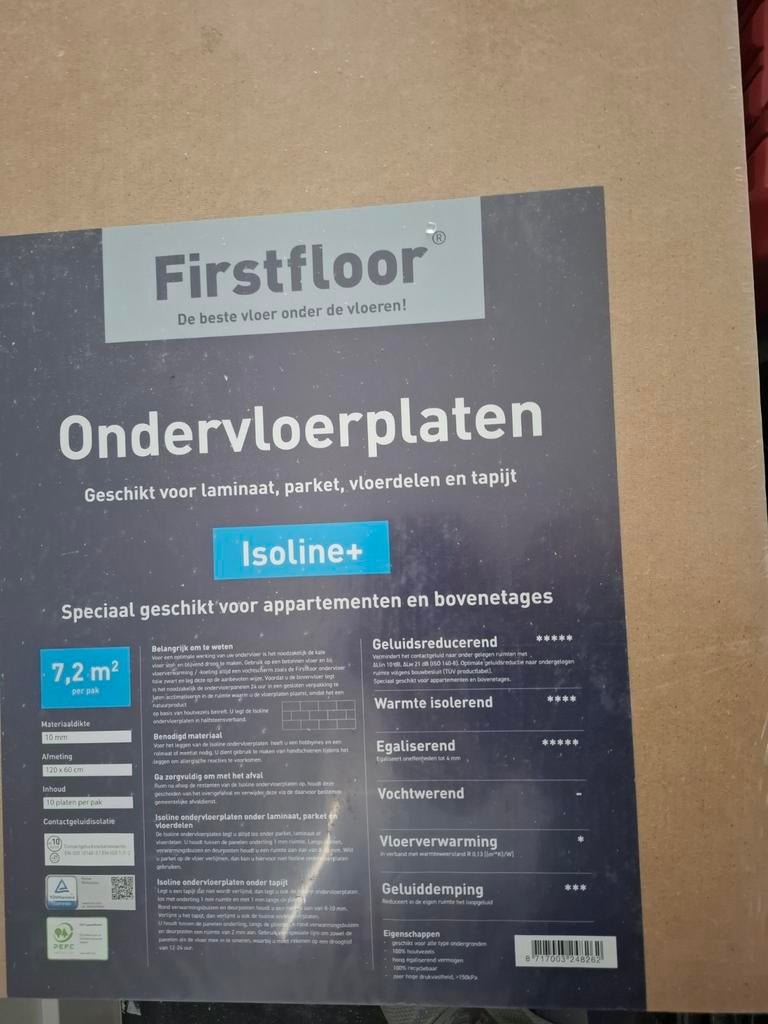 Firstfloor Ondervloerplaten Isoline+ 7,2 m², Ophalen, Overige materialen, 30 cm of meer, 50 tot 150 cm