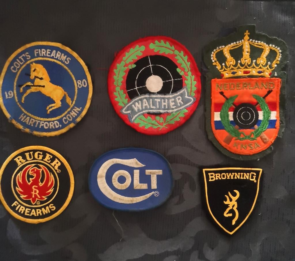 6 schietsport emblemen, Verzenden, Landmacht, Nederland, Embleem of Badge