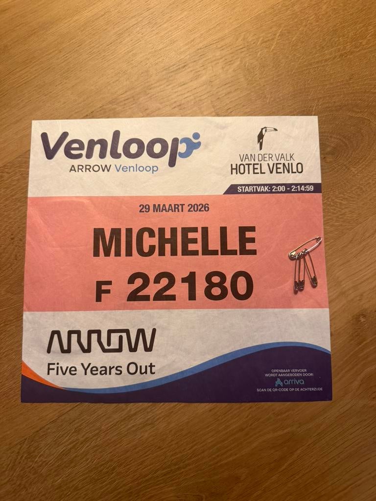 Startnummer halve marathon Venloop 2026, Ophalen of Verzenden, Zo goed als nieuw, Overige typen