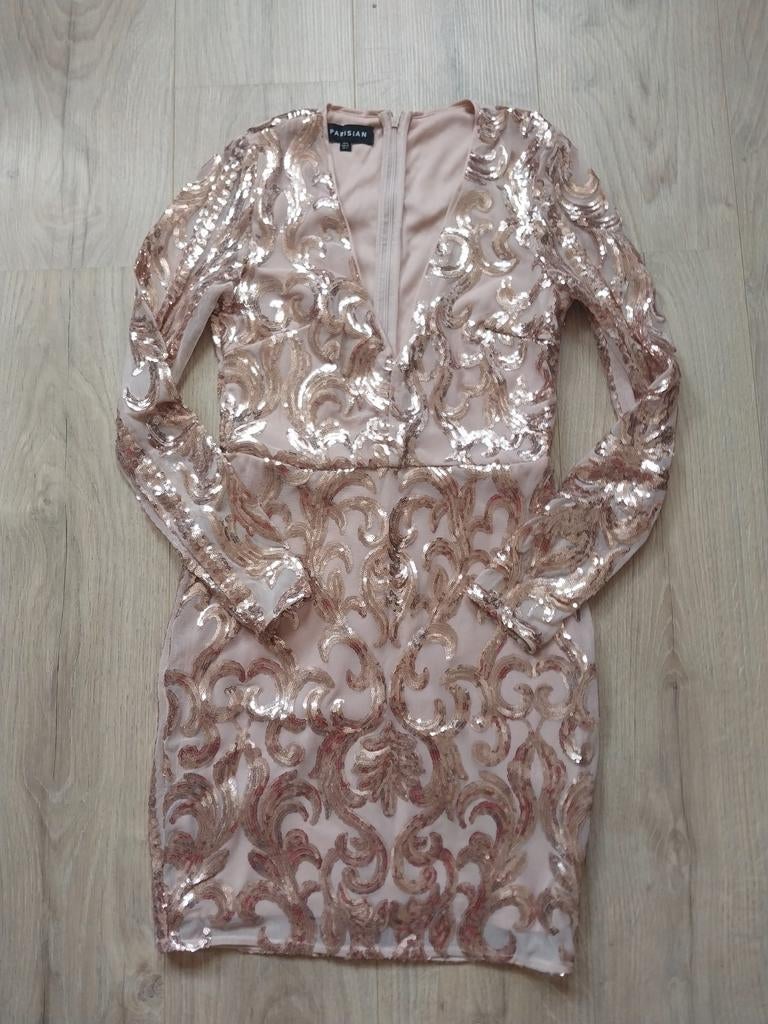 Glitter en glamour cocktail jurk, Kleding | Dames, Jurken, Nieuw, Ophalen of Verzenden, Roze, Maat 36 (S)