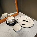 Art Deco Servies van Boch Frèves - zwart wit geometrisch, Ophalen of Verzenden