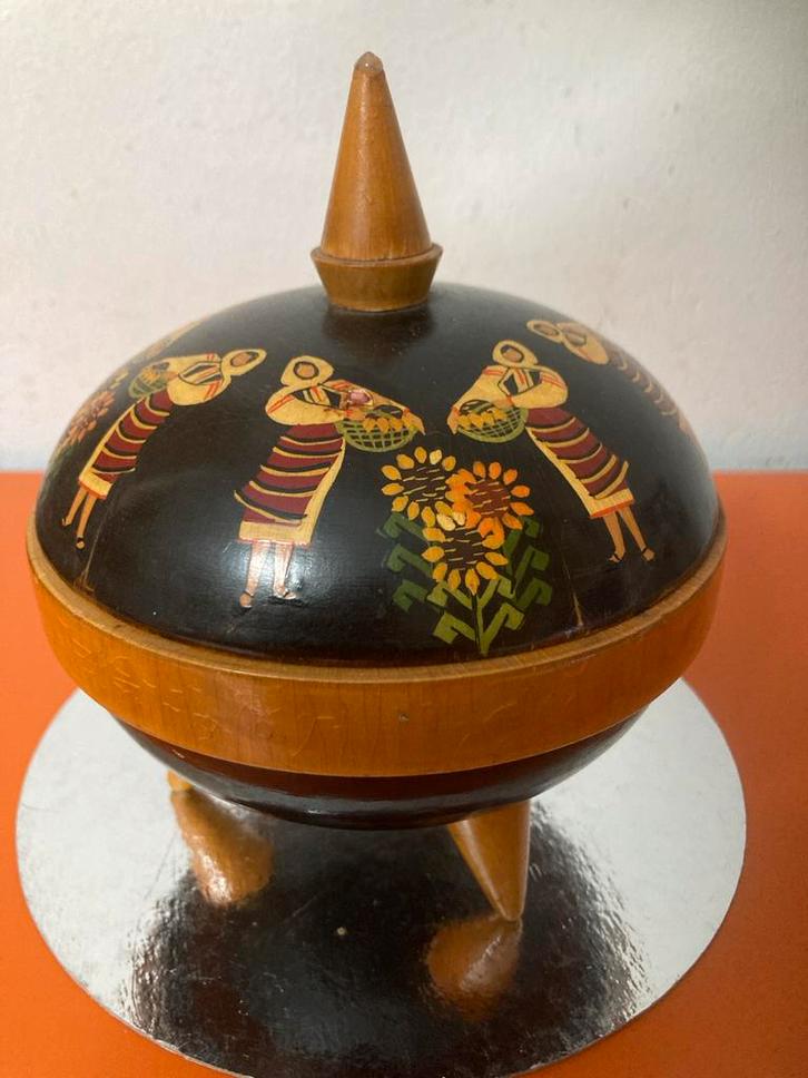 Vintage Houten Boldoosje op 3 Pootjes - Jaren '70, Antiek en Kunst, Antiek | Woonaccessoires, Ophalen of Verzenden