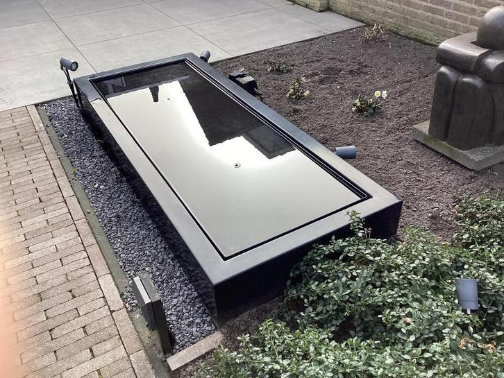 Moderne aluminium watertafel Lyra - 200x80x40 cm, Tuin en Terras, Waterpartijen en Fonteinen, Zo goed als nieuw, Waterornament