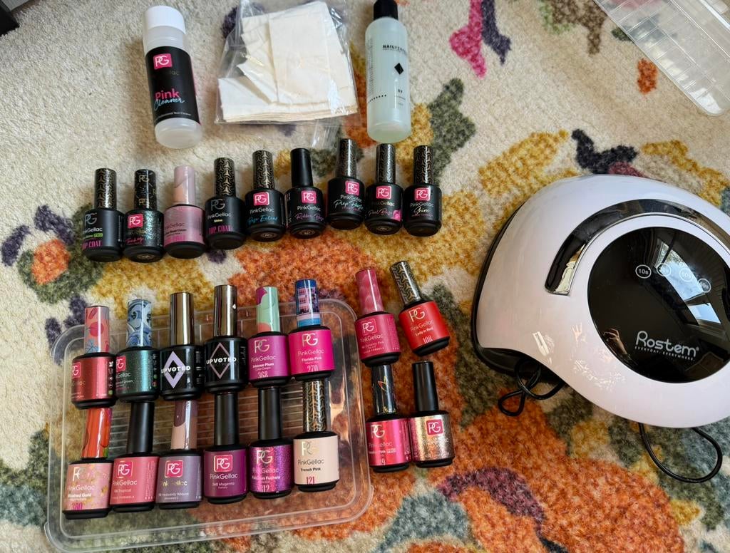 Pink gellac set, Gebruikt, Overige kleuren, Ophalen of Verzenden, Handen en Nagels