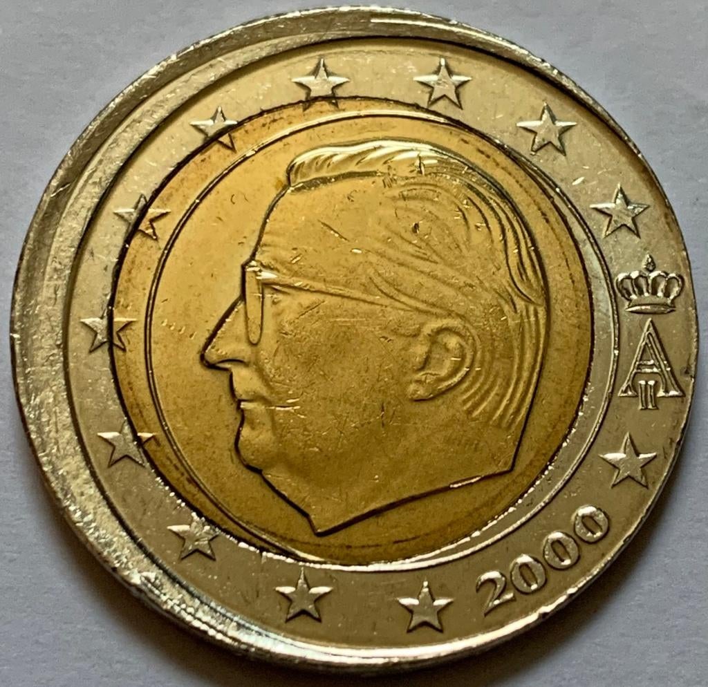 2 Euro België 2000 misslag excentrisch geslagen, Postzegels en Munten, Munten | Europa | Euromunten, Verzenden, België, 2 euro