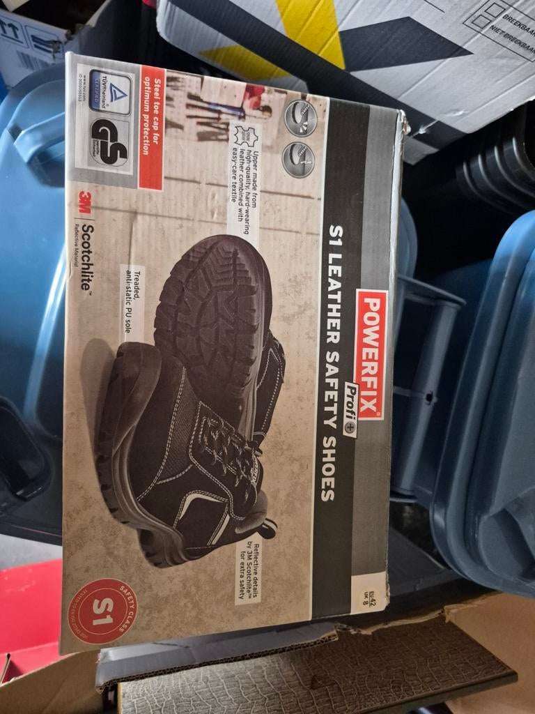 POWERFIX S1 leren veiligheidsschoenen maat 42, Ophalen of Verzenden
