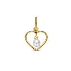 Gouden Harthangertje met zoetwaterparel - 14 karaat goud, Nieuw, Ophalen of Verzenden, Hart, Goud