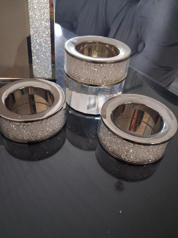Swarovski set met fotolijstjes en schaal, Huis en Inrichting, Woonaccessoires | Kandelaars en Kaarsen, Gebruikt, Minder dan 25 cm