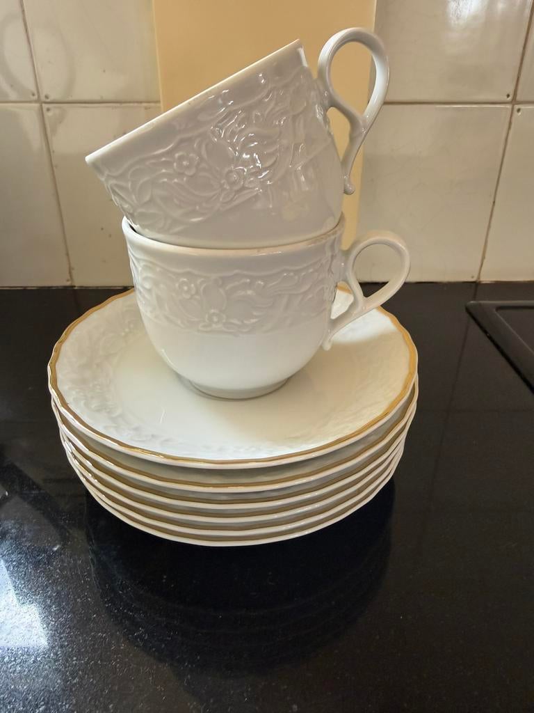 Prinzess Gold Mitterteich Bavaria 2 kopjes 6 schotels, Ophalen of Verzenden, Zo goed als nieuw, Porselein, Kop en/of schotel