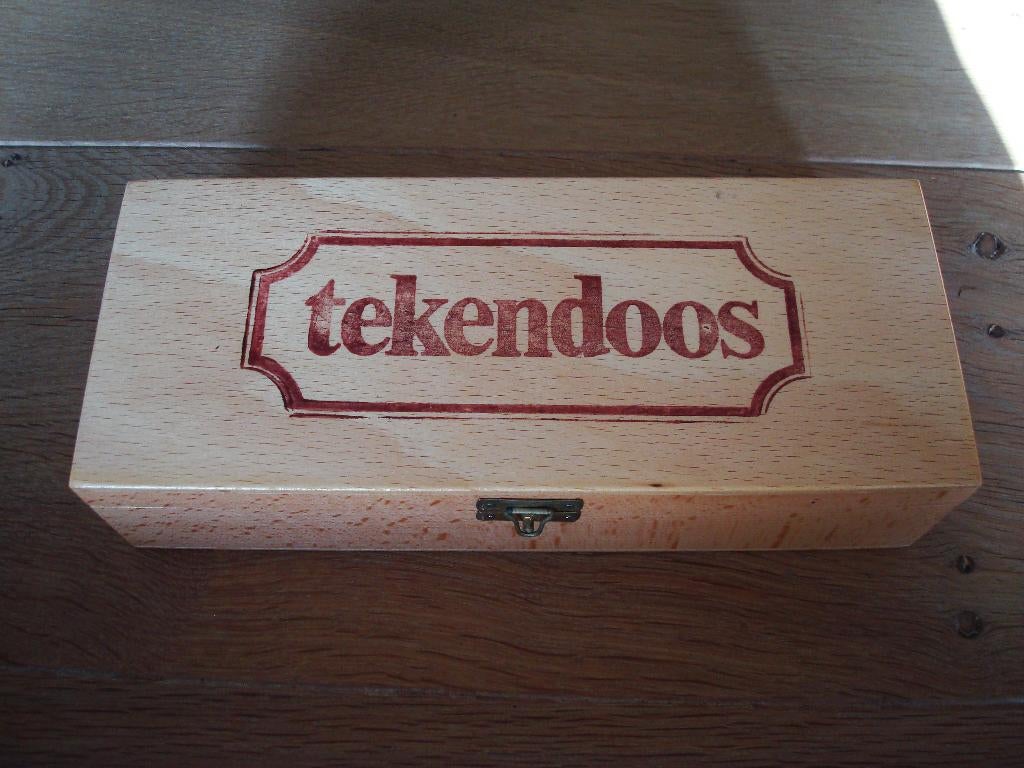 vintage houten tekendoos met vakjes, Verzenden, Nieuw, Overige typen