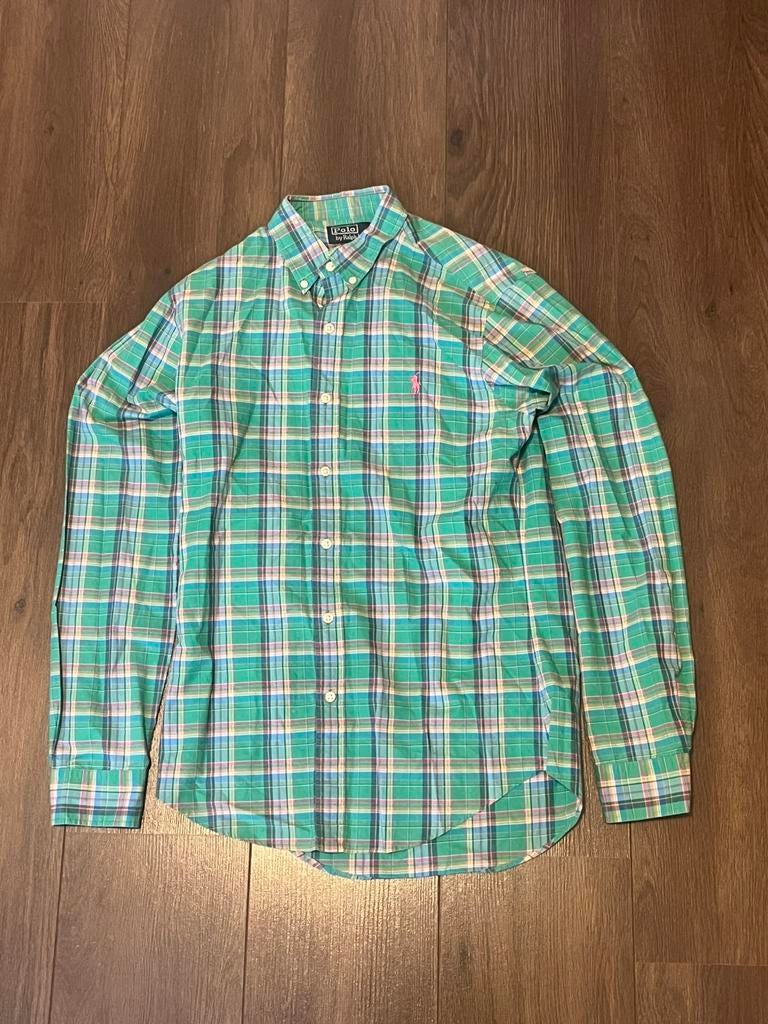 Ralph Lauren overhemd meerkleurig geruit – rood logo – S, Ophalen of Verzenden, Nieuw, Groen, Halswijdte 38 (S) of kleiner