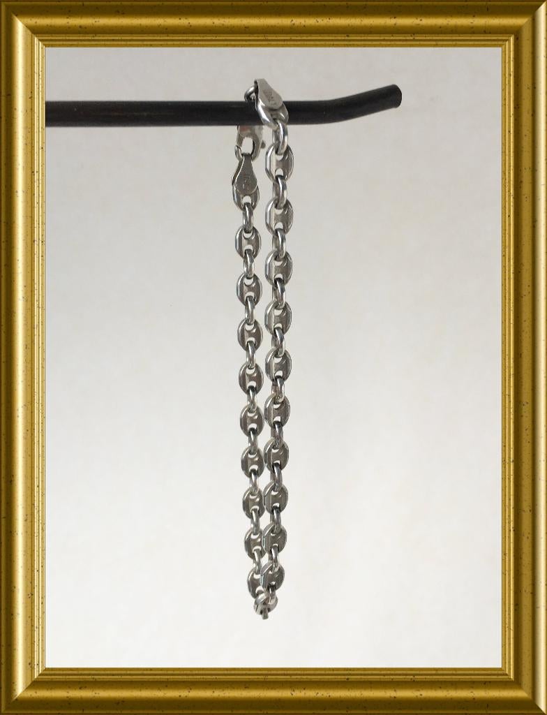 Vintage zilveren armband, marine schakel, Sieraden, Tassen en Uiterlijk, Antieke sieraden, Ophalen of Verzenden, Zilver, Armband