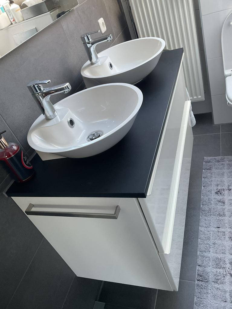 Badkamermeubel met waskommen en kranen, Huis en Inrichting, Ophalen, Zo goed als nieuw, Minder dan 100 cm, Wasbak of Wastafel