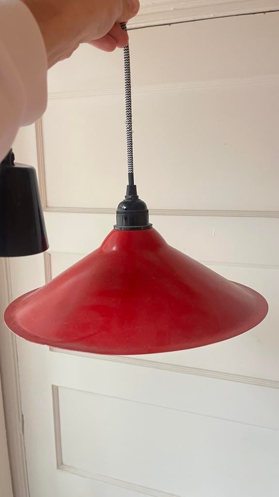 Vintage Ikea Lyra hanglamp rood, Ophalen, Gebruikt, Jaren 80, Metaal