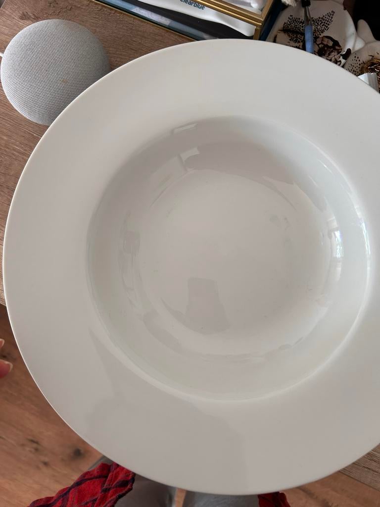 Diepe borden / pastaborden - wit porselein (4 stuks), Ophalen, Zo goed als nieuw, Bord(en), Effen