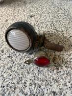 Antieke fietsverlichting: voor- en achterlamp, Ophalen, Gebruikt, Dynamo, Verlichtingsset