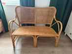 vintage rotan bankje rieten bamboo, Ophalen, Minder dan 75 cm, Tweepersoons, Hout
