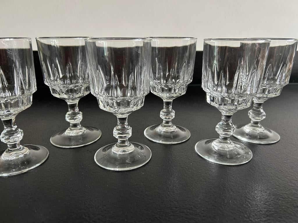 6 Vintage Cristal d’Argues Durand Louvre Wijnglazen, Antiek en Kunst, Antiek | Glas en Kristal, Ophalen of Verzenden