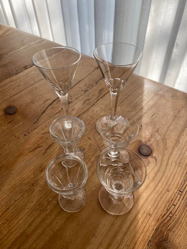 6 gratis likeur glaasjes, Verzamelen, Glas en Borrelglaasjes, Ophalen, Gebruikt, Borrel- of Shotglas