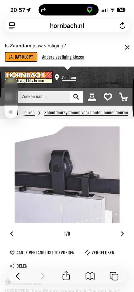 Schuifdeur reel met wielen nieuw in doos, Ophalen of Verzenden, Schuifdeur, Nieuw, Overige typen