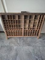 Antieke letterbak lade, Ophalen, Hout, Minder dan 50 cm, Minder dan 5 flessen