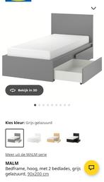 Bed Malm 1 persoons met lades, Ophalen, 90 cm, Eenpersoons, Zo goed als nieuw