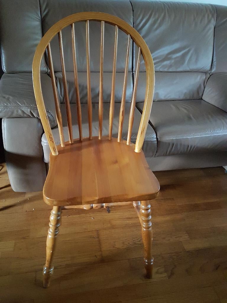 stoel hout keukenstoel eetkamerstoel Windsor spijlen, Ophalen, Windsor, Bruin, Zo goed als nieuw