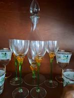 Glazen karaf met 4 wijnglazen, Antiek en Kunst, Antiek | Glas en Kristal, Ophalen of Verzenden