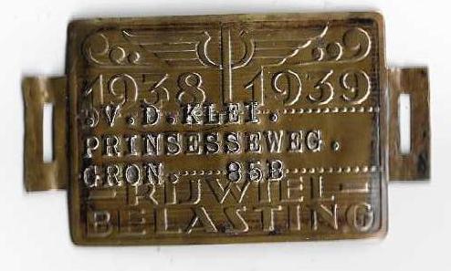 Rijwielbelastingplaatje adres in Groningen weinig aangeboden, Verzenden