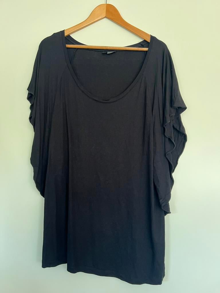 Zwarte top bodyflirt met vleermuismouwen maat 46, Ophalen of Verzenden, Zo goed als nieuw, Zwart, Shirt of Top