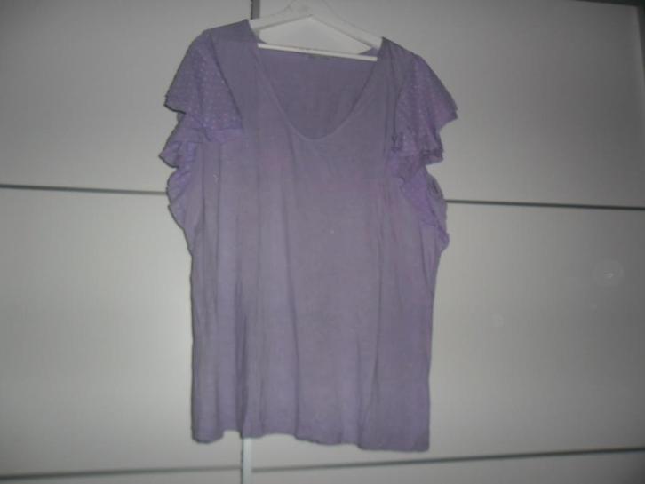 MS Mode Paars Top Met Dots Mouwen Maat XXL, Kleding | Dames, Tops, Zo goed als nieuw, Maat 46/48 (XL) of groter, Paars, Lange mouw