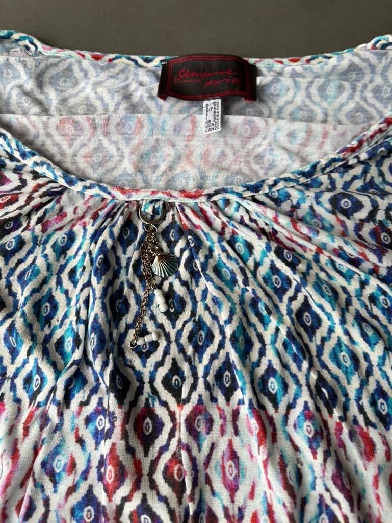 Blauw/roze/witte Sempre Piu jurk, maat 50, Jurk, Zo goed als nieuw, Sempre Piu, Verzenden