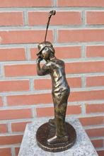 GOLFER / bronzen beeld / 28 cm hoog, Ophalen of Verzenden