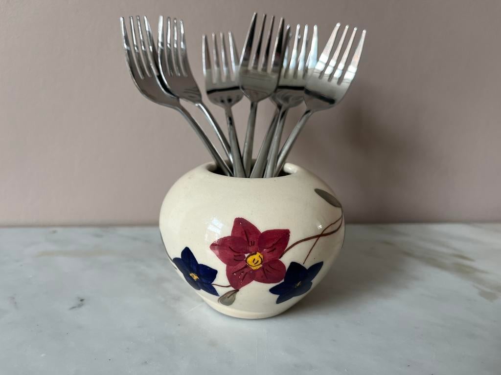 Klein handbeschilderd keramieken vaasje, Antiek en Kunst, Ophalen of Verzenden
