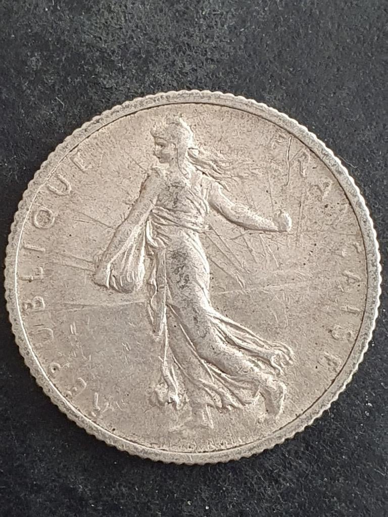 1 Franc oude zilveren munt uit 1919 Frankrijk., Ophalen of Verzenden, Frankrijk, Losse munt, Zilver