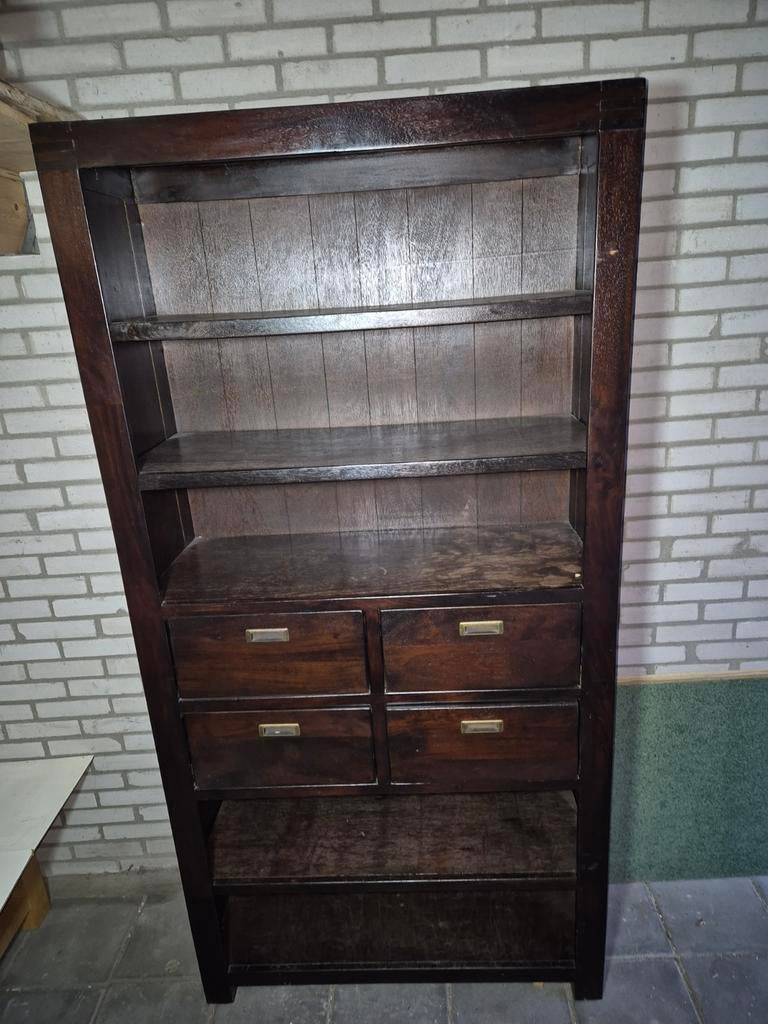 Koloniale kast met lades en planken - goede staat, Met plank(en), Gebruikt, 150 tot 200 cm, 25 tot 50 cm