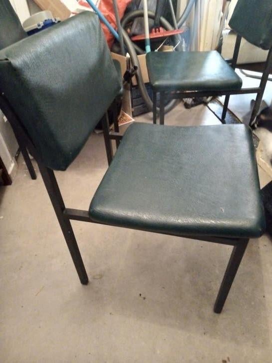 4 Martin Visser eetkamer stoelen, Huis en Inrichting, Stoelen, Gebruikt, Leer, Metaal, Ophalen of Verzenden