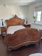 Antiek Frans houten bed met houtsnijwerk, Ophalen of Verzenden
