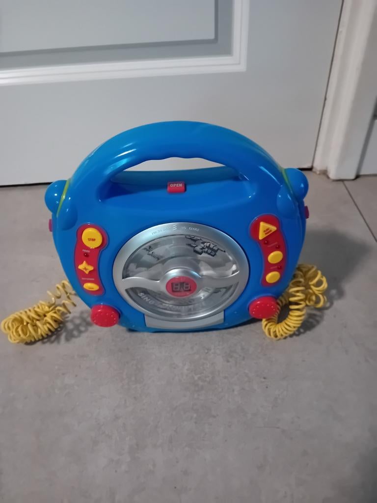 Blauwe kinder  cd speler  met microfoon, Ophalen, Zo goed als nieuw, Speler