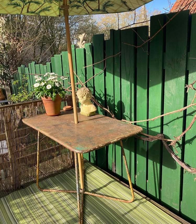 Tuintafel vintage, Tuin en Terras, Tuintafels, Ophalen, Gebruikt, Rechthoekig, Metaal