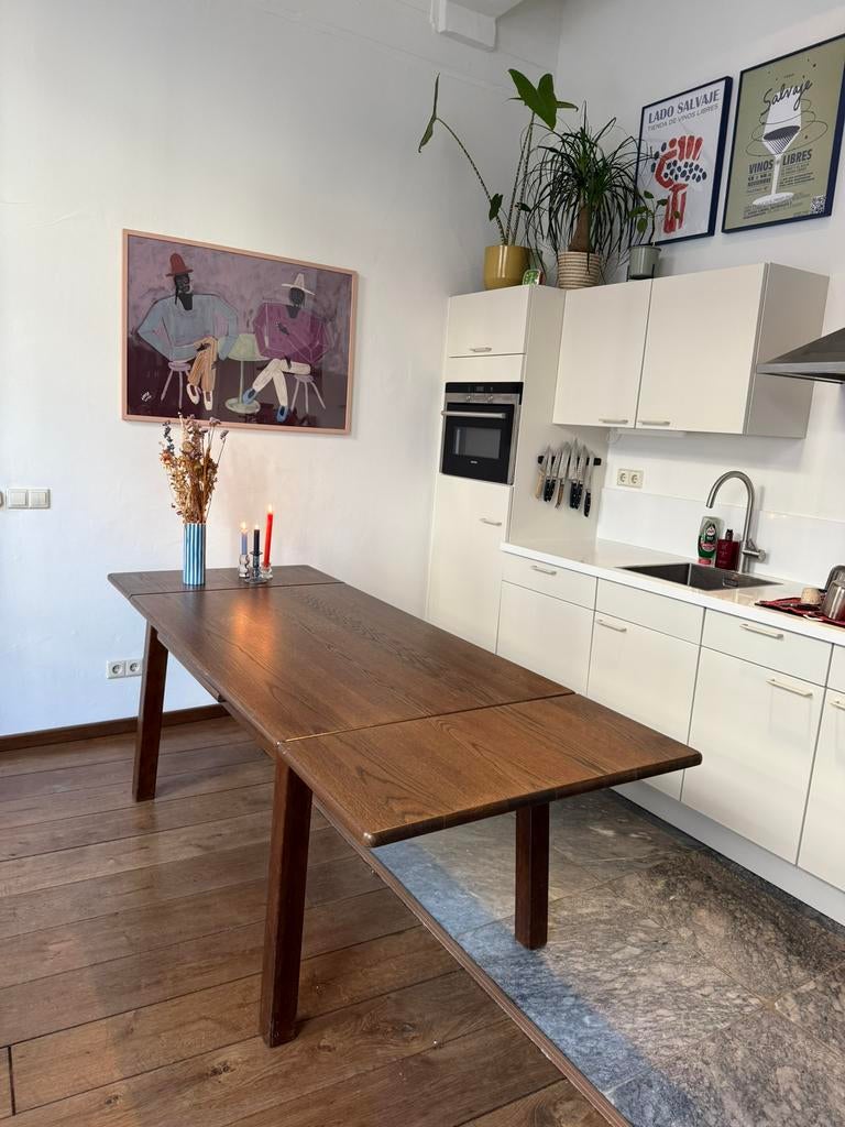 Uitschuifbare Mid-Century Eettafel - Mahonie/Walnoot, Ophalen, Zo goed als nieuw