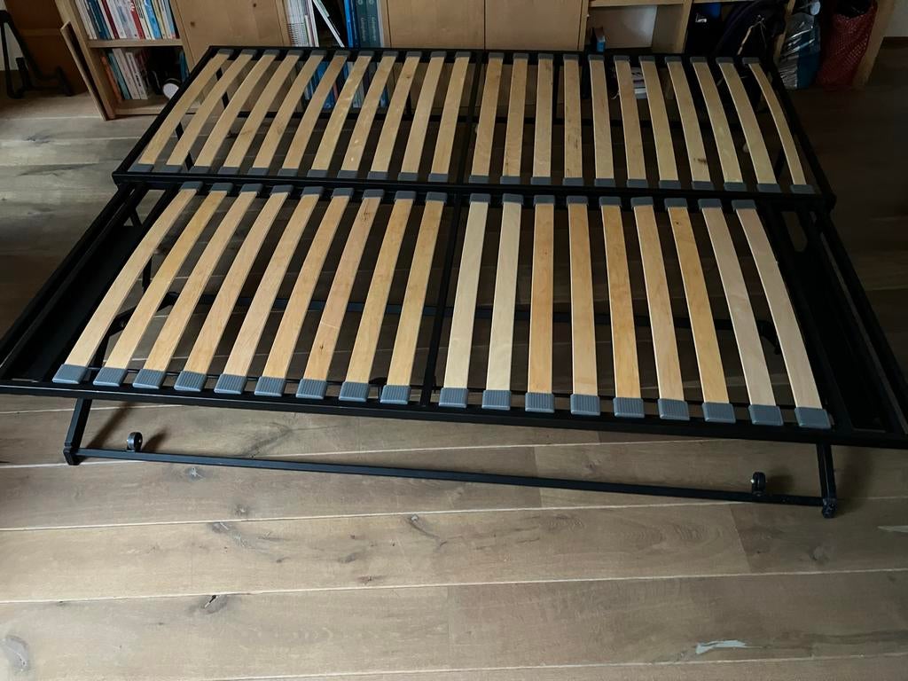Extra lang bed met onderschuifbed, Huis en Inrichting, Slaapkamer | Bedden, Ophalen, Gebruikt, 90 cm, Eenpersoons