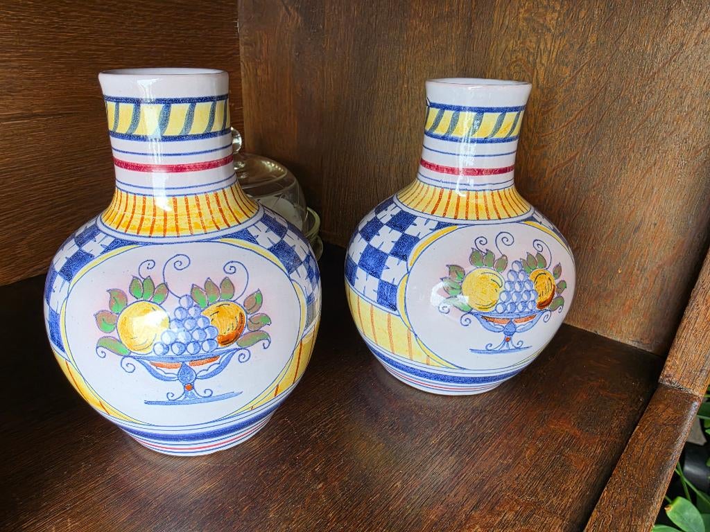 2 vintage Gouds plateel vazen Plateelbakkerij Zuid-Holland, Antiek en Kunst, Ophalen