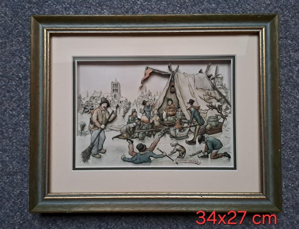 anton pieck 3D lijst schaats tafereel, Ophalen of Verzenden, Hout, Minder dan 50 cm, Minder dan 50 cm