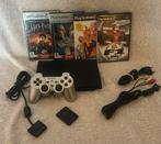 Sony Playstation 2 Slim + Games en Controller, Gebruikt, Zwart, Met games, Ophalen of Verzenden