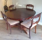 Ronde klassieke mahoniehouten eettafel met 4 stoelen, Ophalen, Gebruikt, Rond, Vier personen